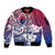 Guam Gadao Sleeve Zip Bomber Jacket Hafa Adai Micronesian Tribal Pattern