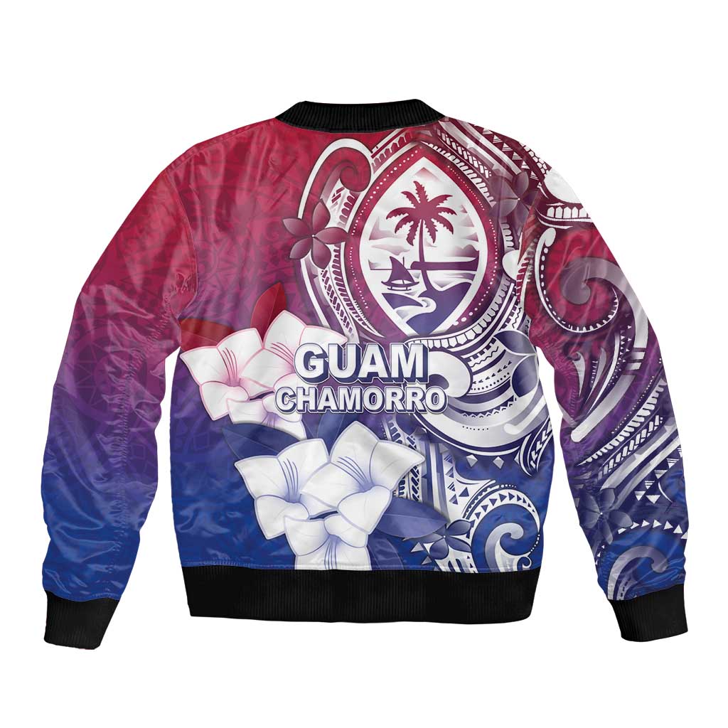 Guam Gadao Sleeve Zip Bomber Jacket Hafa Adai Micronesian Tribal Pattern