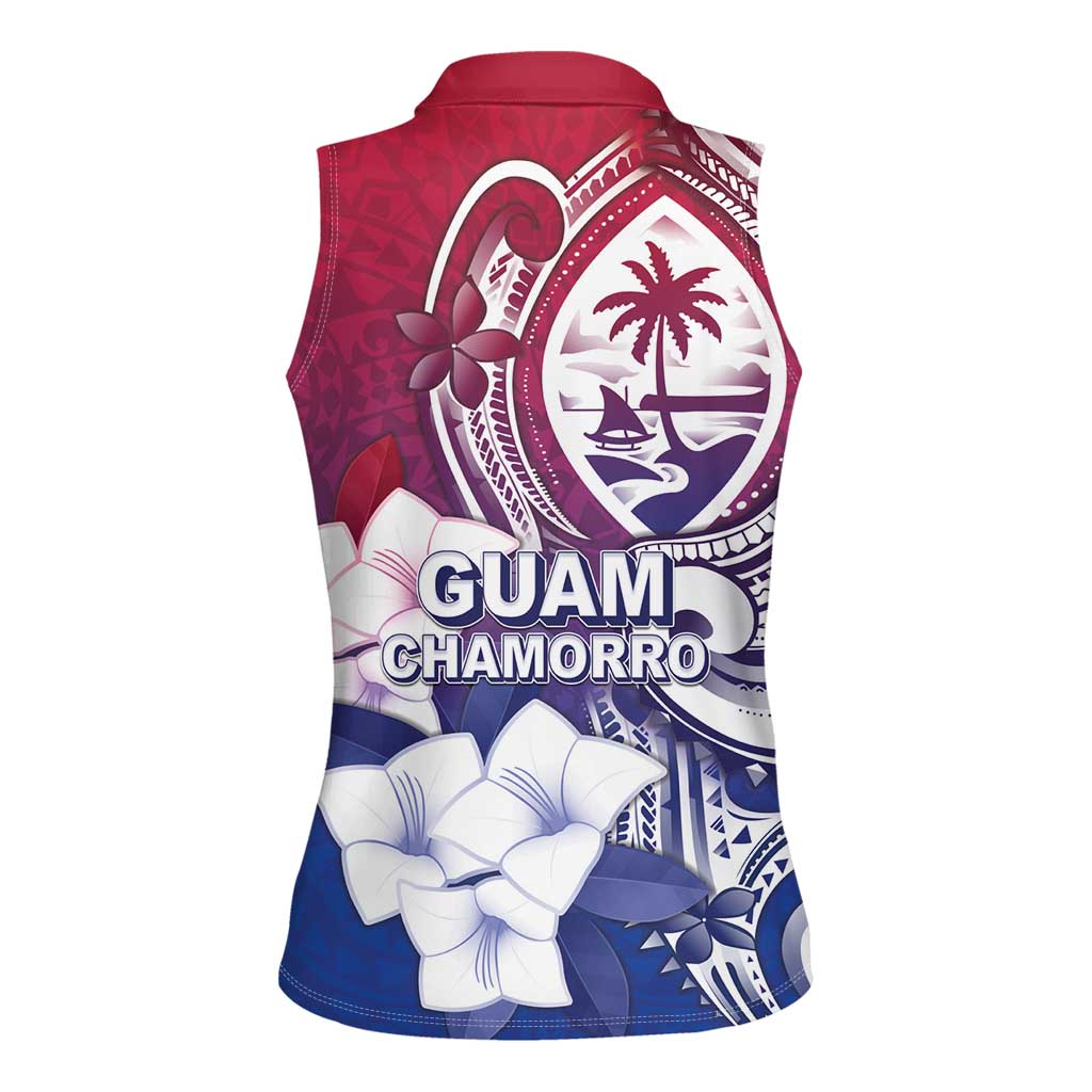 Guam Gadao Women Sleeveless Polo Shirt Hafa Adai Micronesian Tribal Pattern
