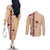 Tonga Language Week Couples Matching Off The Shoulder Long Sleeve Dress and Long Sleeve Button Shirt Hibiscus Tongan Ngatu Pattern