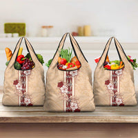 Tonga Language Week Grocery Bag Hibiscus Tongan Ngatu Pattern