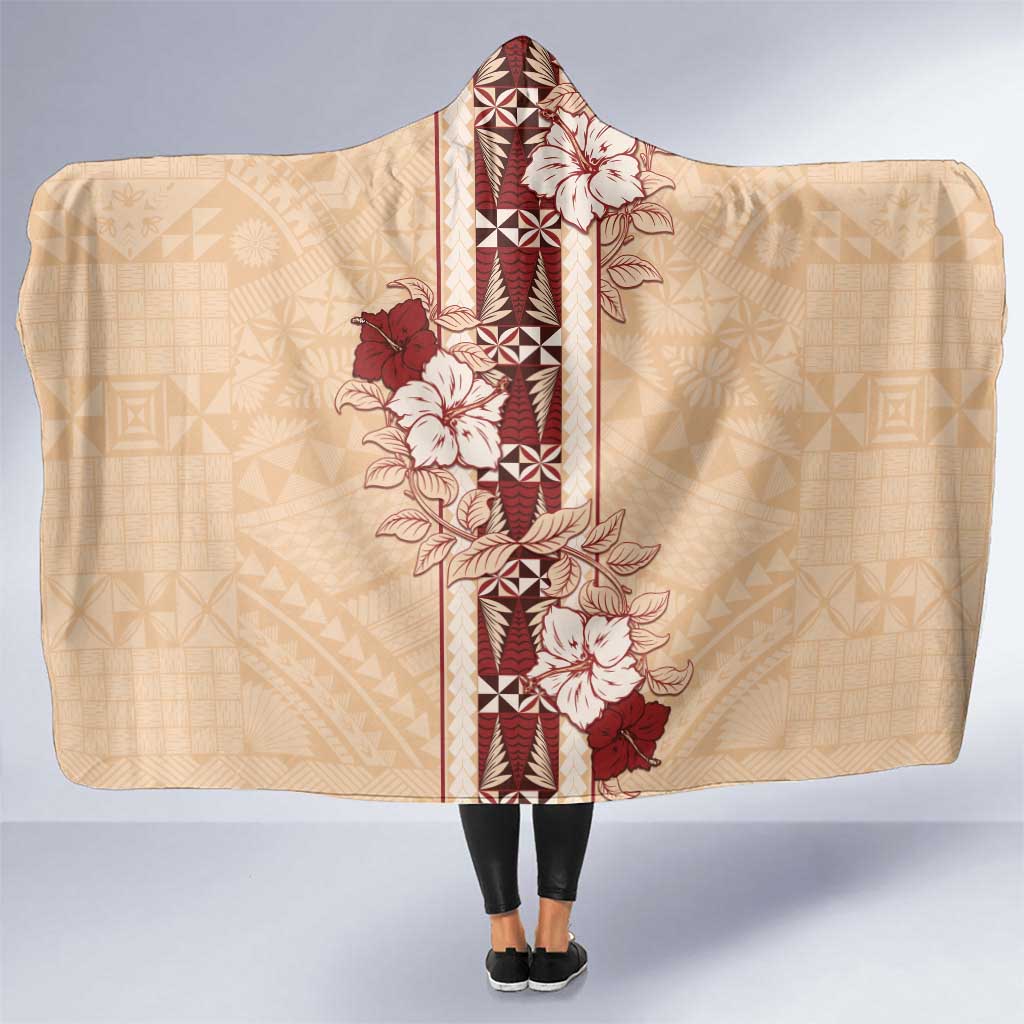 Tonga Language Week Hooded Blanket Hibiscus Tongan Ngatu Pattern