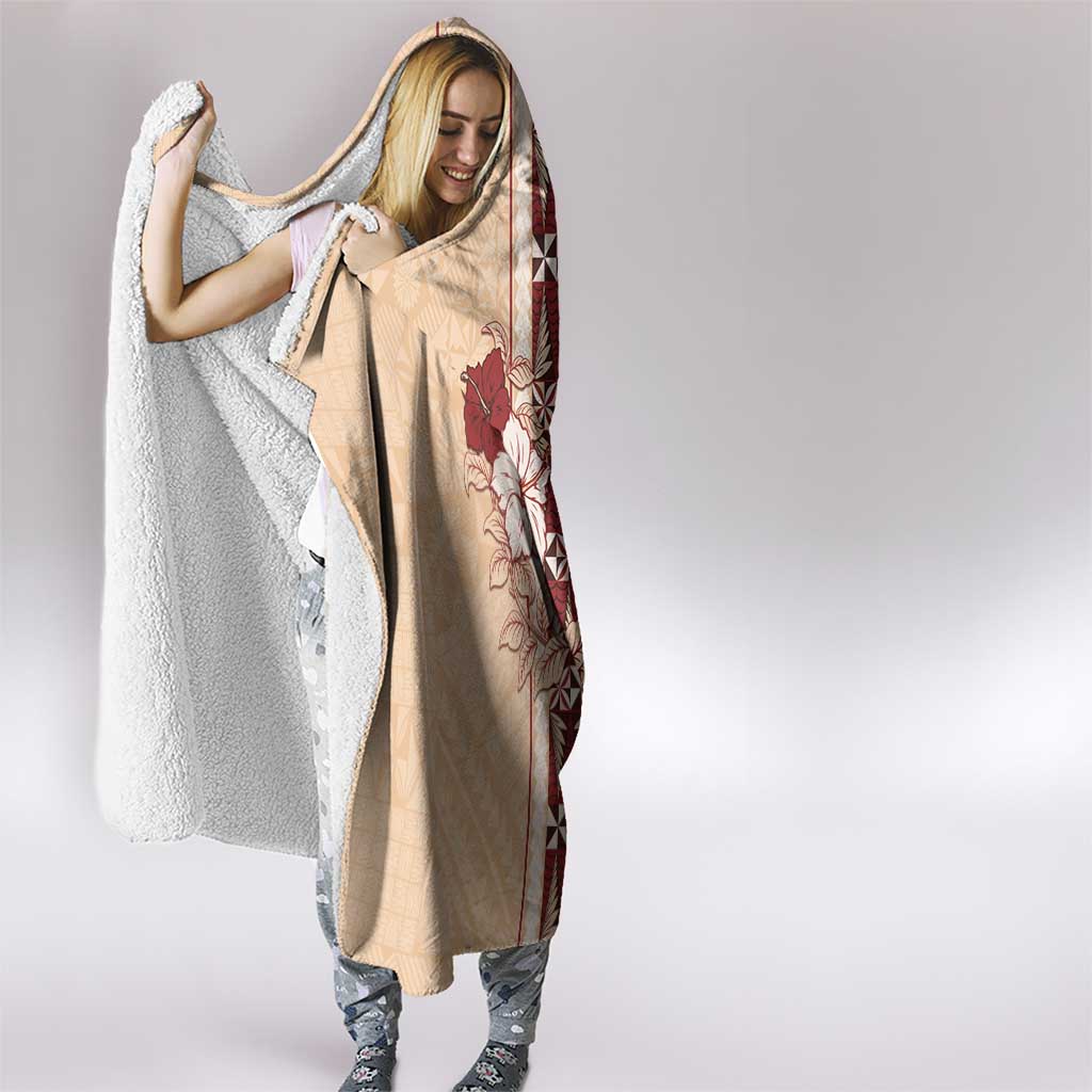 Tonga Language Week Hooded Blanket Hibiscus Tongan Ngatu Pattern