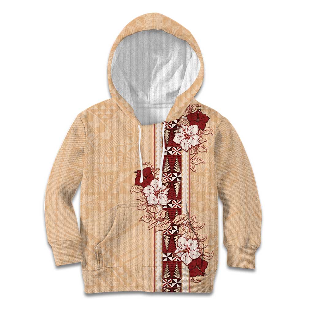 Tonga Language Week Kid Hoodie Hibiscus Tongan Ngatu Pattern