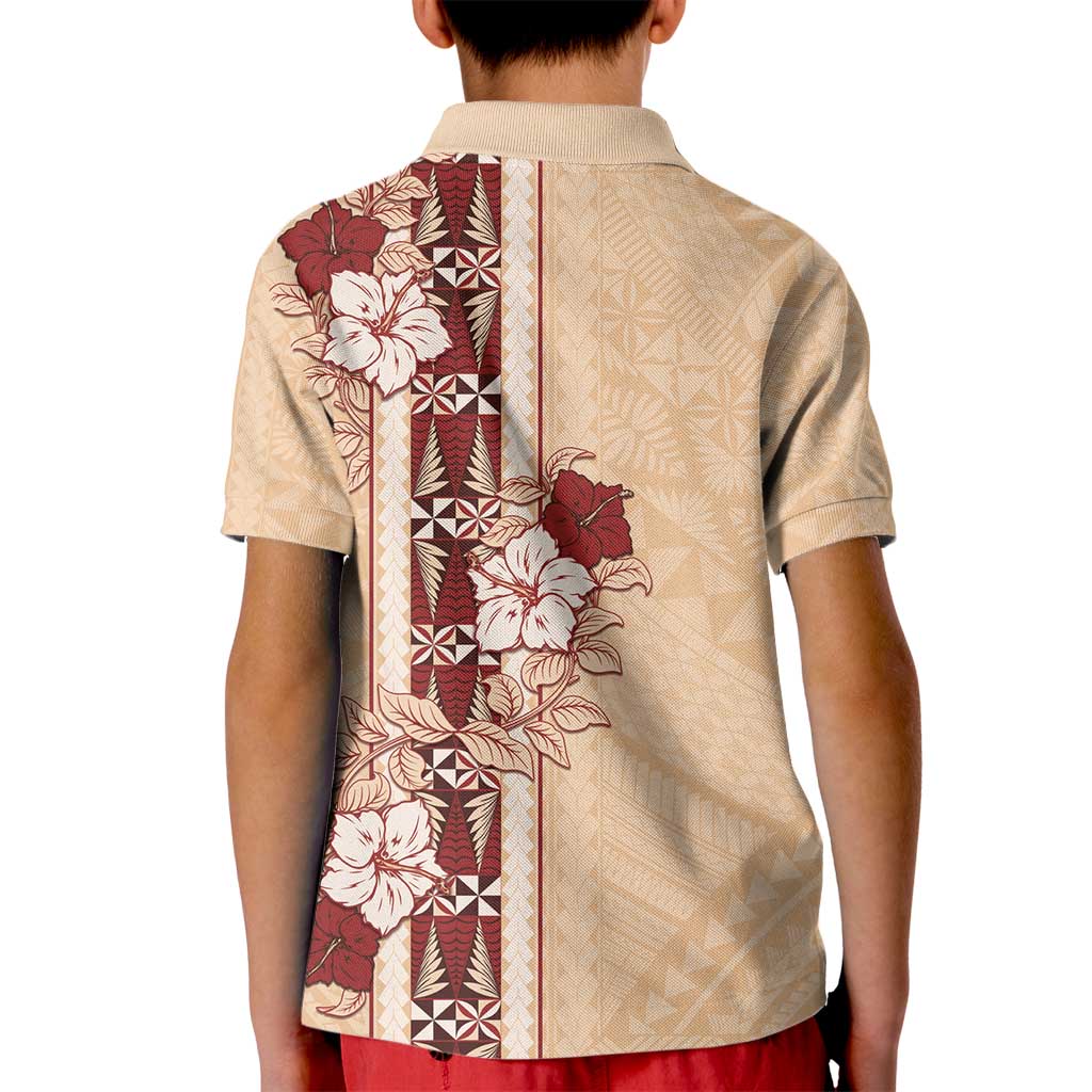 Tonga Language Week Kid Polo Shirt Hibiscus Tongan Ngatu Pattern