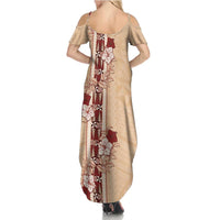 Tonga Language Week Summer Maxi Dress Hibiscus Tongan Ngatu Pattern