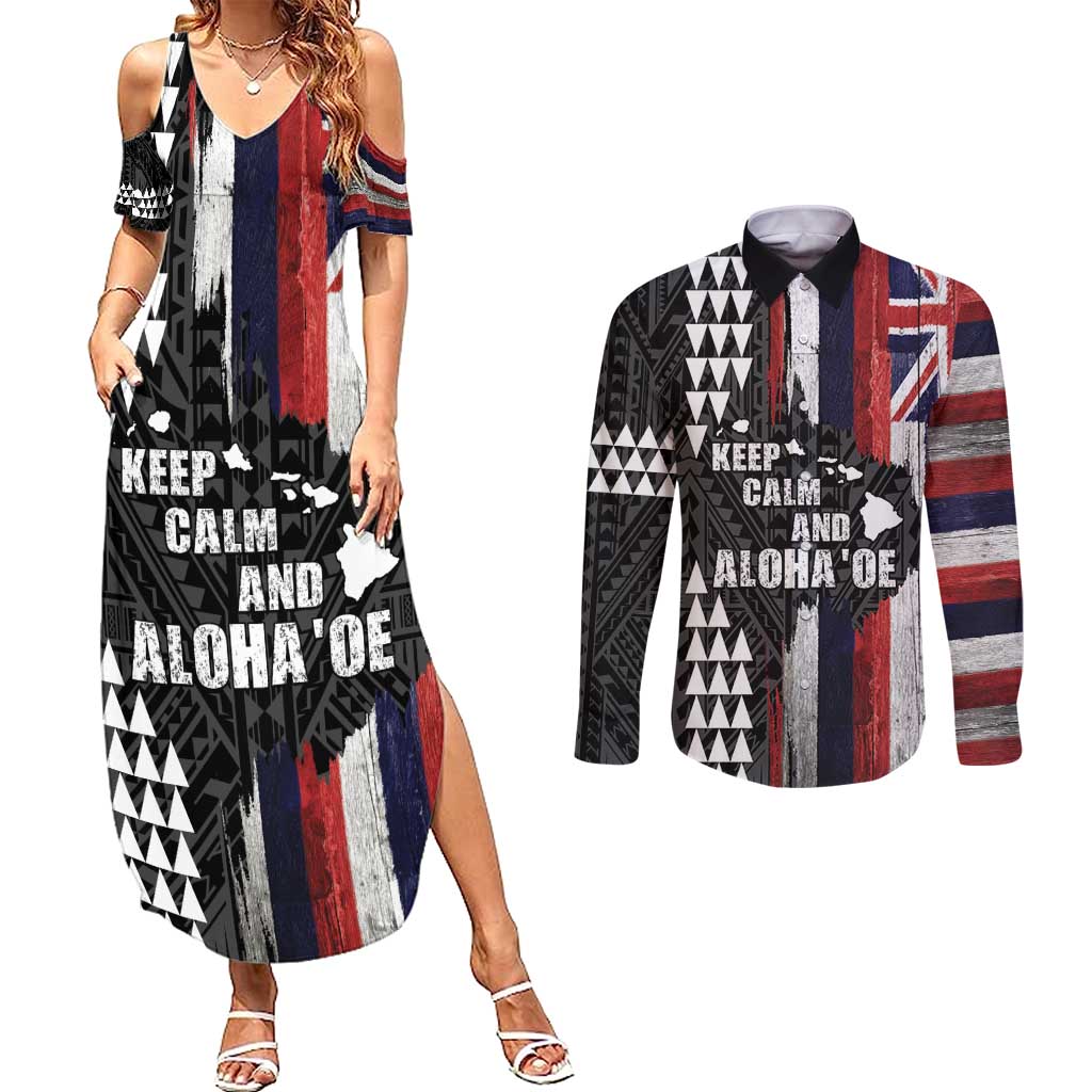 Hawaii 1959 Statehood Day Couples Matching Summer Maxi Dress and Long Sleeve Button Shirt Classic Style