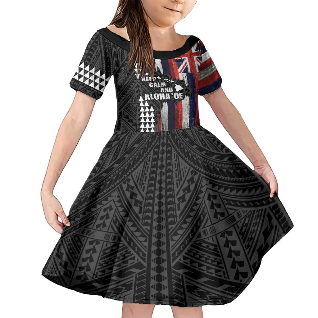 Hawaii 1959 Statehood Day Family Matching Long Sleeve Bodycon Dress and Hawaiian Shirt Classic Style LT05 Daughter's Dress Black - Polynesian Pride