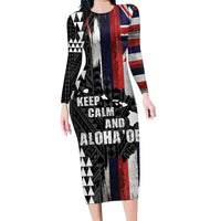Hawaii 1959 Statehood Day Family Matching Long Sleeve Bodycon Dress and Hawaiian Shirt Classic Style LT05 Mom's Dress Black - Polynesian Pride