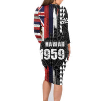 Hawaii 1959 Statehood Day Family Matching Long Sleeve Bodycon Dress and Hawaiian Shirt Classic Style LT05 - Polynesian Pride