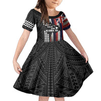 Hawaii 1959 Statehood Day Family Matching Short Sleeve Bodycon Dress and Hawaiian Shirt Classic Style LT05 Daughter's Dress Black - Polynesian Pride