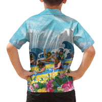 Hawaii Outrigger Canoe Race Family Matching Puletasi and Hawaiian Shirt Polynesian Style Watercolor Style LT05 - Polynesian Pride