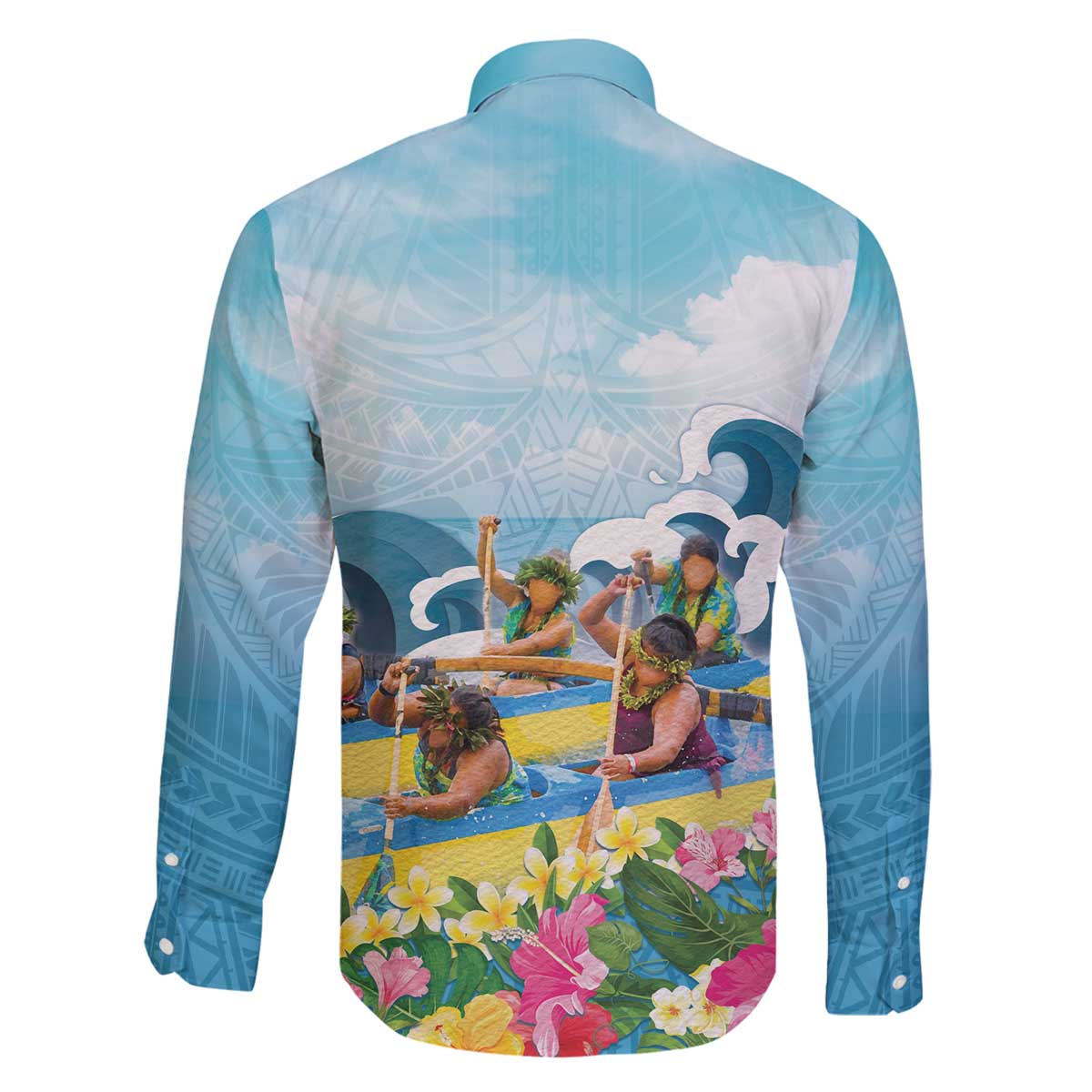 Hawaii Outrigger Canoe Race Family Matching Puletasi and Hawaiian Shirt Polynesian Style Watercolor Style LT05 - Polynesian Pride