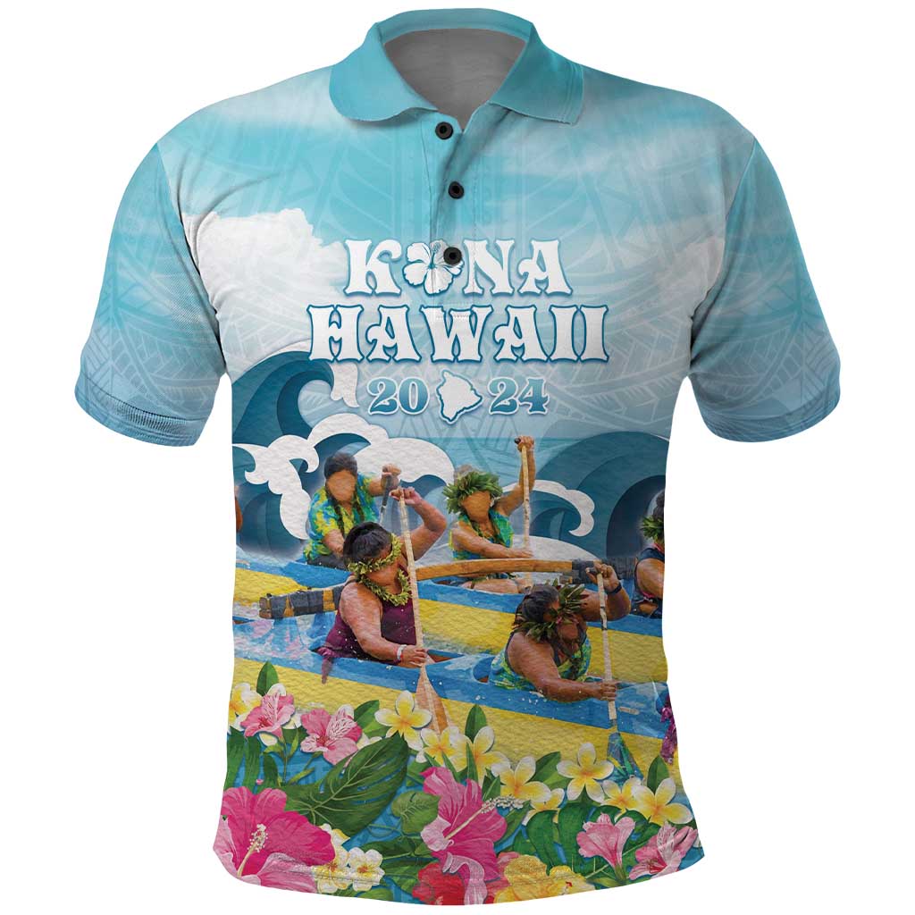 Hawaii Outrigger Canoe Race Polo Shirt Polynesian Style Watercolor Style
