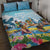 Hawaii Outrigger Canoe Race Quilt Bed Set Polynesian Style Watercolor Style