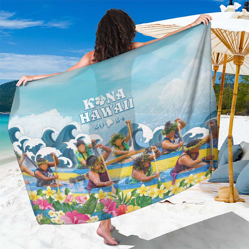 Hawaii Outrigger Canoe Race Sarong Polynesian Style Watercolor Style