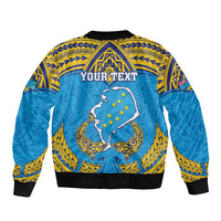 Personalised Tuvalu Independence Day Bomber Jacket Coat Of Arms With Polynesian Dolphin Tattoo