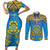 Personalised Tuvalu Independence Day Couples Matching Short Sleeve Bodycon Dress and Long Sleeve Button Shirt Coat Of Arms With Polynesian Dolphin Tattoo
