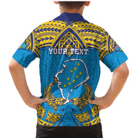 Personalised Tuvalu Independence Day Family Matching Mermaid Dress and Hawaiian Shirt Coat Of Arms With Polynesian Dolphin Tattoo