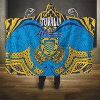 Tuvalu Independence Day Hooded Blanket Coat Of Arms With Polynesian Dolphin Tattoo