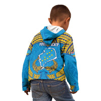 Personalised Tuvalu Independence Day Kid Hoodie Coat Of Arms With Polynesian Dolphin Tattoo