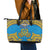 Tuvalu Independence Day Leather Tote Bag Coat Of Arms With Polynesian Dolphin Tattoo