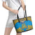 Tuvalu Independence Day Leather Tote Bag Coat Of Arms With Polynesian Dolphin Tattoo