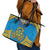 Tuvalu Independence Day Leather Tote Bag Coat Of Arms With Polynesian Dolphin Tattoo