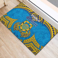 Tuvalu Independence Day Rubber Doormat Coat Of Arms With Polynesian Dolphin Tattoo