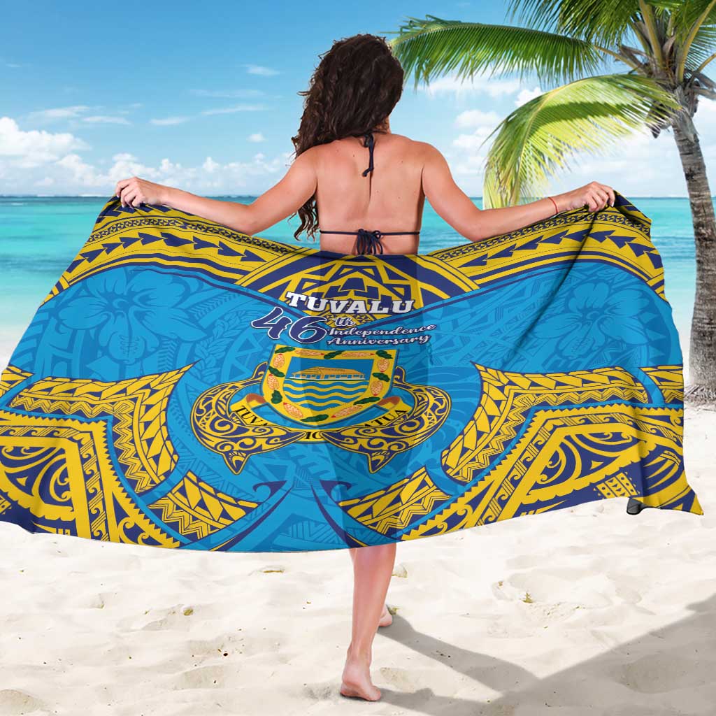 Tuvalu Independence Day Sarong Coat Of Arms With Polynesian Dolphin Tattoo