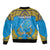 Personalised Tuvalu Independence Day Sleeve Zip Bomber Jacket Coat Of Arms With Polynesian Dolphin Tattoo