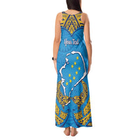 Personalised Tuvalu Independence Day Tank Maxi Dress Coat Of Arms With Polynesian Dolphin Tattoo
