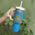 Personalised Tuvalu Independence Day Tumbler With Handle Coat Of Arms With Polynesian Dolphin Tattoo