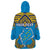 Personalised Tuvalu Independence Day Wearable Blanket Hoodie Coat Of Arms With Polynesian Dolphin Tattoo