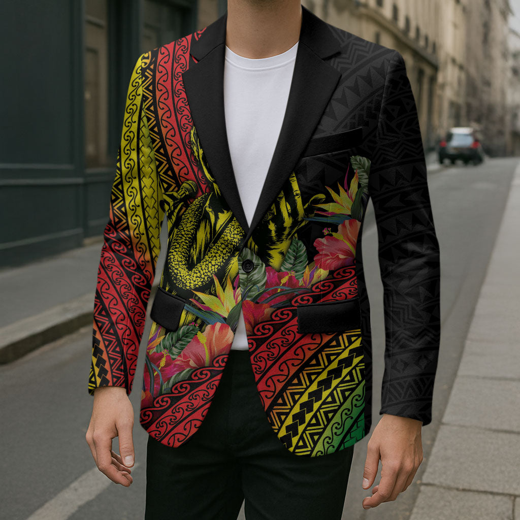 Retro Hawaiian Singer Blazer Polynesian Style Tropical Flowers