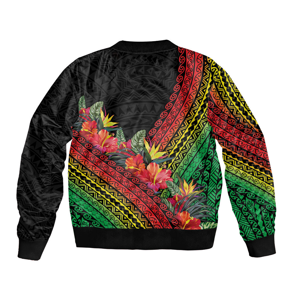 Retro Hawaiian Singer Bomber Jacket Polynesian Style Tropical Flowers LT05 - Polynesian Pride