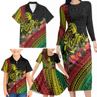 Retro Hawaiian Singer Family Matching Long Sleeve Bodycon Dress and Hawaiian Shirt Polynesian Style Tropical Flowers LT05 - Polynesian Pride