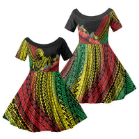 Retro Hawaiian Singer Family Matching Puletasi and Hawaiian Shirt Polynesian Style Tropical Flowers LT05 Daughter's Dress Black - Polynesian Pride