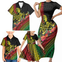 Retro Hawaiian Singer Family Matching Short Sleeve Bodycon Dress and Hawaiian Shirt Polynesian Style Tropical Flowers LT05 - Polynesian Pride