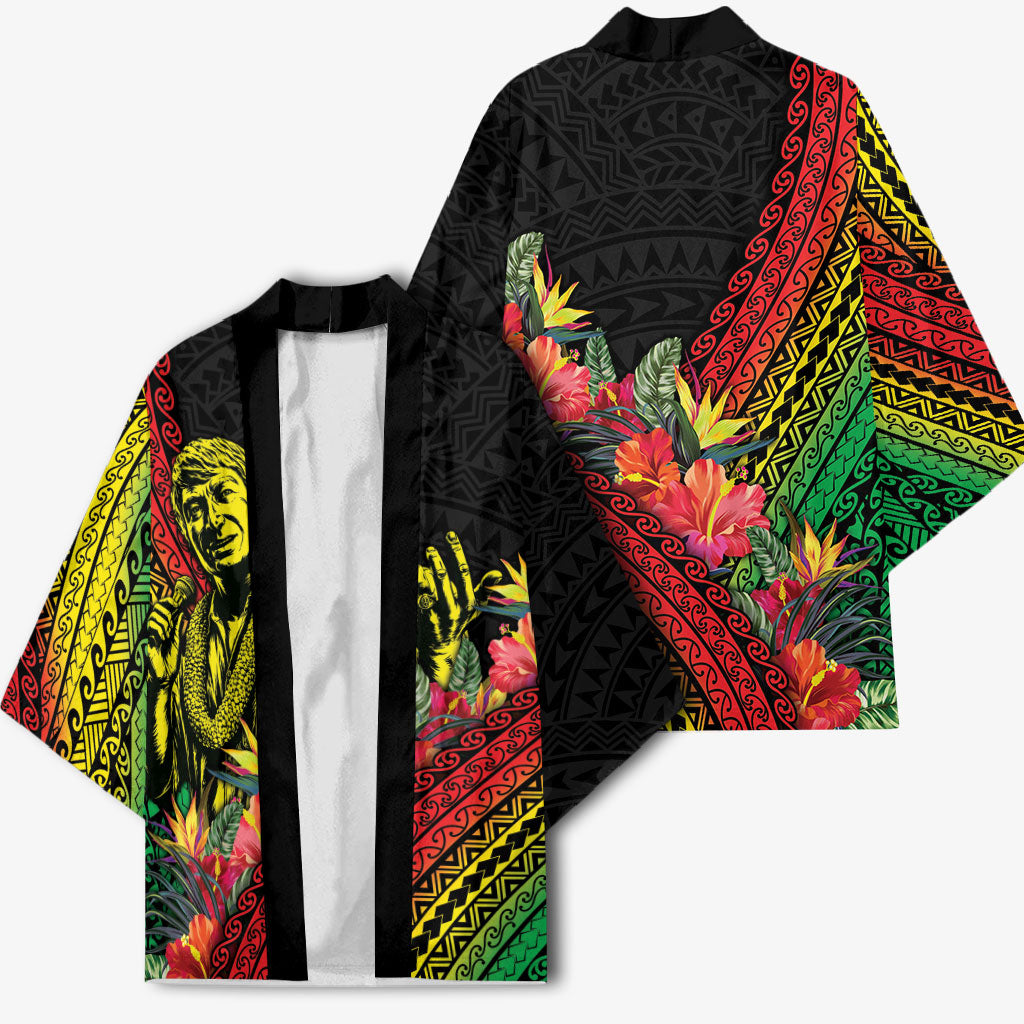 Retro Hawaiian Singer Kimono Polynesian Style Tropical Flowers LT05 - Polynesian Pride