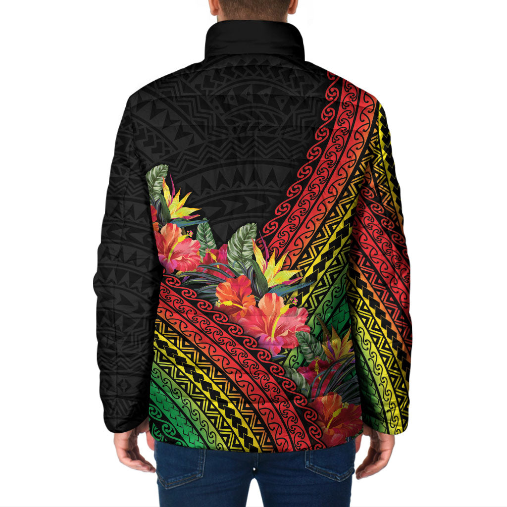 Retro Hawaiian Singer Padded Jacket Polynesian Style Tropical Flowers