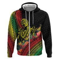 Retro Hawaiian Singer Zip Hoodie Polynesian Style Tropical Flowers LT05 Zip Hoodie Black - Polynesian Pride