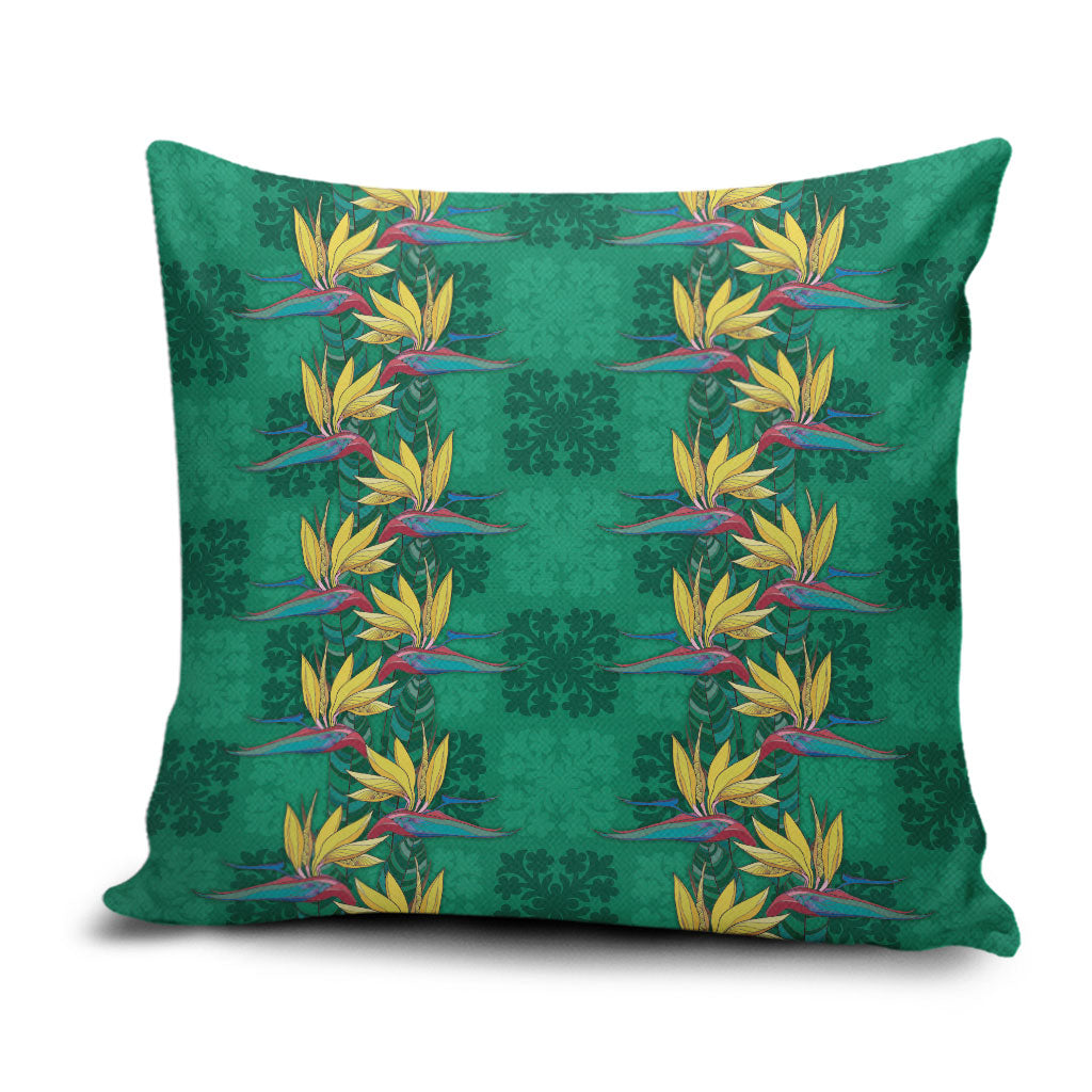 Hawaii Waikiki King Pillow Cover Green Quilt With Pua Manu