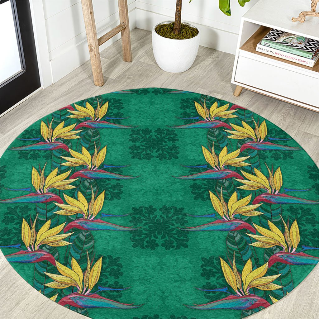 Hawaii Waikiki King Round Carpet Green Quilt With Pua Manu LT05 Green - Polynesian Pride