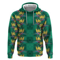 Hawaii Waikiki King Zip Hoodie Green Quilt With Pua Manu LT05 Pullover Hoodie Green - Polynesian Pride
