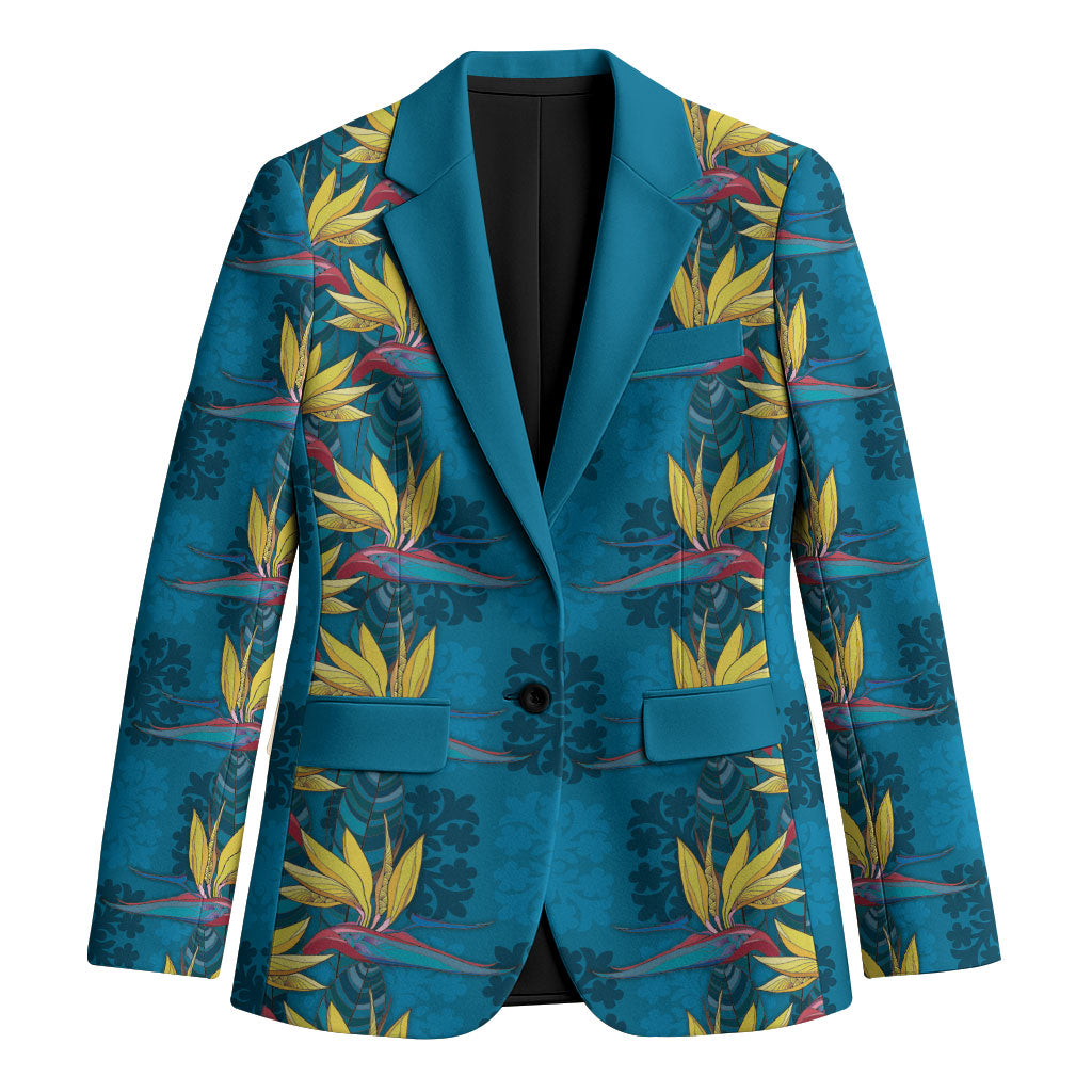 Hawaii Waikiki King Blazer Blue Quilt With Pua Manu