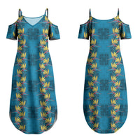 Hawaii Waikiki King Couples Matching Summer Maxi Dress and Hawaiian Shirt Blue Quilt With Pua Manu LT05 - Polynesian Pride