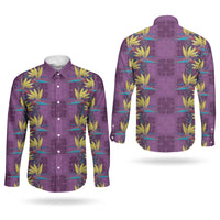 Hawaii Waikiki King Couples Matching Summer Maxi Dress and Long Sleeve Button Shirt Purple Quilt With Pua Manu LT05 - Polynesian Pride