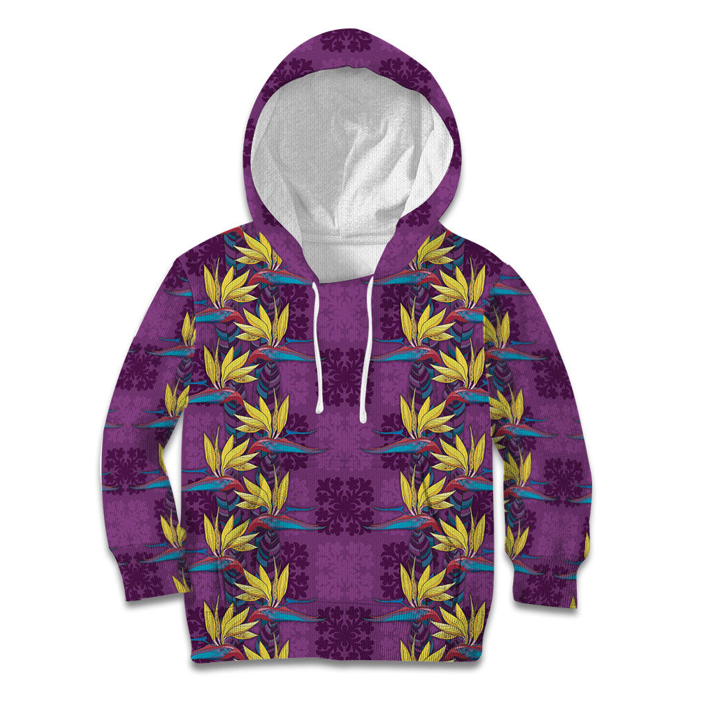 Hawaii Waikiki King Kid Hoodie Purple Quilt With Pua Manu
