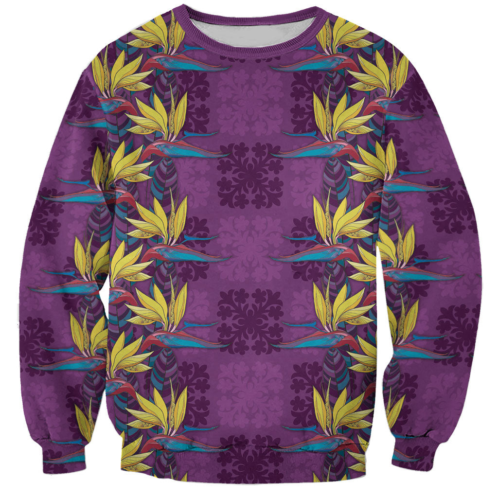 Hawaii Waikiki King Sweatshirt Purple Quilt With Pua Manu